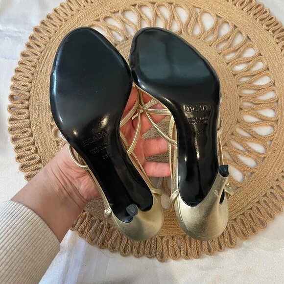 Escada Gold Strappy Heeled Sandals Size EU 38 - Picture 8 of 11